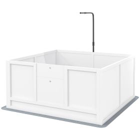 PawHut Puppy Whelping Box with Adjustable Door Pee Pad Pig Rail for Breeds Small to Large 41x39