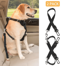 2Pcs Pet Dog Seat Belt Leash Adjustable Pet Dog Cat Safety Leads Harness (Option: 2PCS)