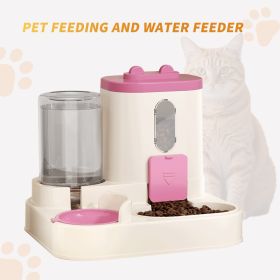 Fully Automatic 2in1 Cat Food Dispenser - Integrated Water And Food Feeding System - Cute Water Dispenser (Option: Pink)